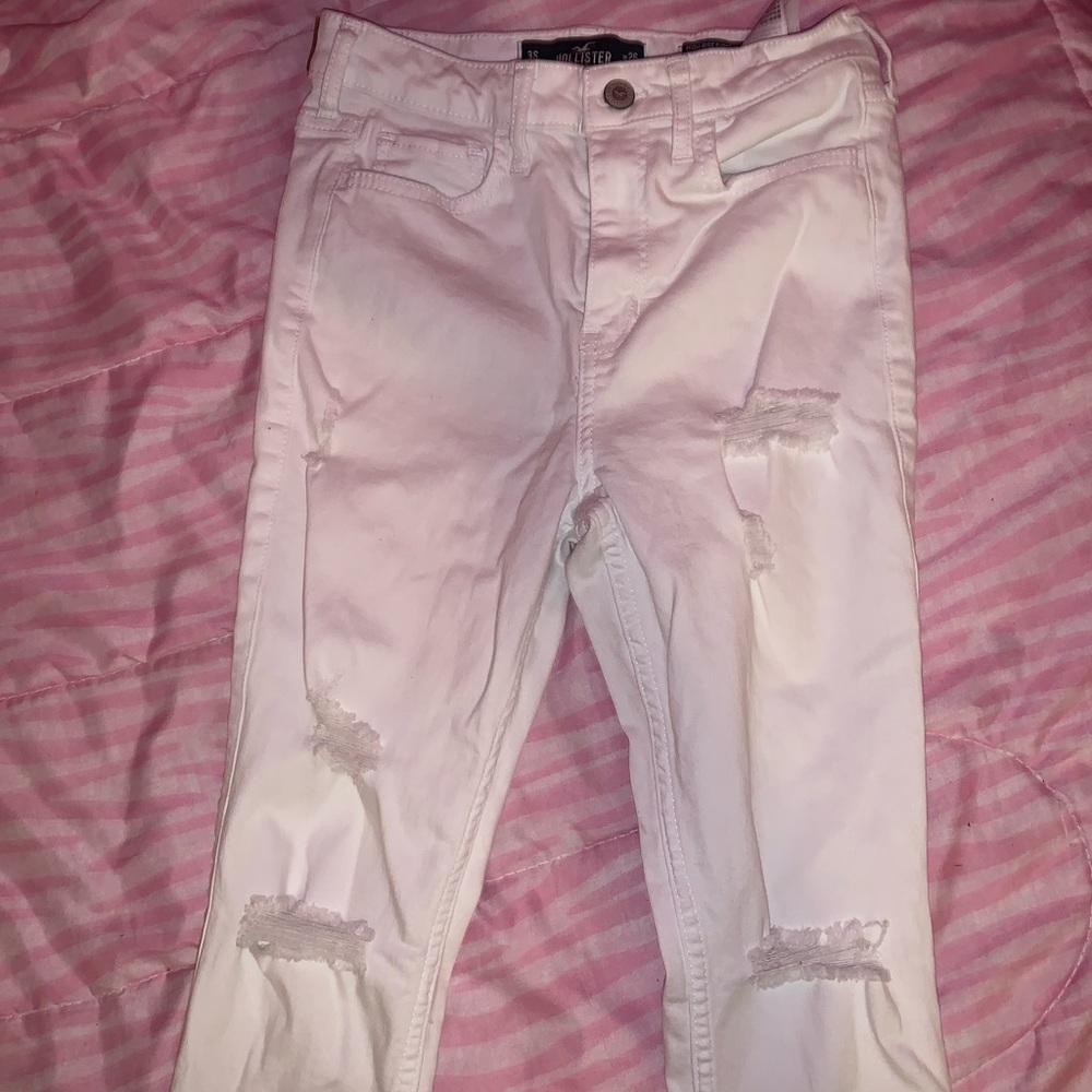 Hollister white ripped jeans